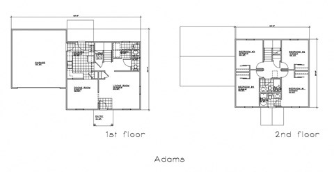 Floor plan for 4 beds, 2.5 baths, 1491 sqft